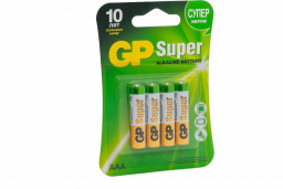 Батарейки алкалиновые GP Super Alkaline 24А 3/1 ААA - 4 шт. на блистере