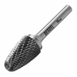Борфреза по металлу твердосплавная, параболическая, тип-F, 16 мм Denzel