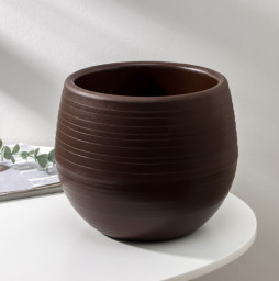 Горшок для цветов с поддоном Япония 3 л тёмно-коричневый