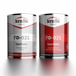 Грунтовка ГФ-021 KRAFFA 1,9кг сверхпрочная серая