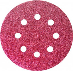 Круг абразивный на ворсовой подложке под "липучку", перфорированный, P 180, 125 мм, 5 шт.// MATRIX