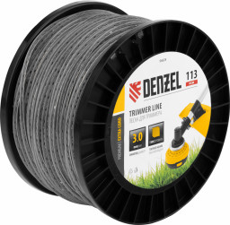 Леска для триммера двухкомпонентная зубчатый квадрат, 3,0мм х 113м, на DIN кат. EXTRA CORD Denzel