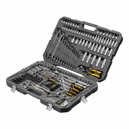 Набор инструментов, 1/2", 3/8", 1/4", CrV, S2, пластиковый кейс, 232 предмета Denzel