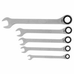 Набор ключей комбинированных трещоточных, количество зубьев 100, СRV, 5 шт, 8- 17 мм Gross