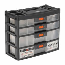 Органайзер для хранения с выдвижными лотками 310х150х260мм, 4 секции, пластик Stels