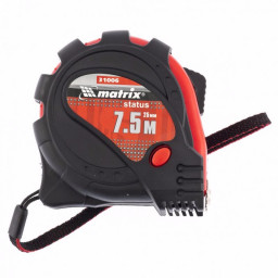 Рулетка  7,5 м*25 мм обрезиненный корпус зацеп с магнитом "МАТRIХ"