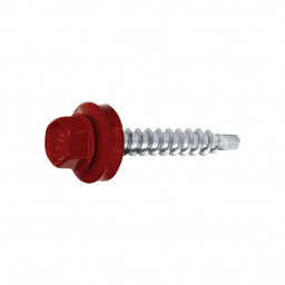 Саморез 4,8*76 сверло,гол.шестигр.с шайбой, RAL 3009 ( оксид красный) Pront