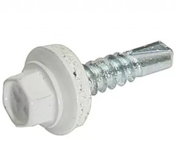 Саморез 5,5*19 сверло,гол.шестигр.с шайбой, RAL 9003 Сигнальный белый Pront