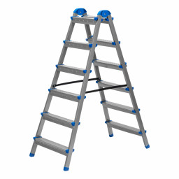 Стремянка двухсторонняя 6 ступеней, сталь профиль, стальные ступени, Сибртех