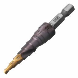 Сверло ступенчатое 4-5-6-7-8-9-10-11-12 мм, Р6М5К5, 6-гр. хвостовик Denzel